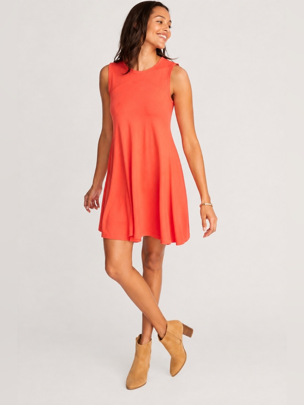 GAP Knit Mini Swing Dress Sleeveless Cutout-Back, Soft Stretch Size Medium